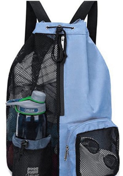 Deze zwemtas heeft een apart compartiment voor natte en droge spullen, een mesh-rugzak met trekkoord en is waterdicht. Hij is geschikt voor sport en reizen, is lichtgewicht en unisex, Blauw