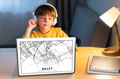 Laptop sticker - 10.1 inch - Kaart - Nederland - Delft - 25x18cm - Laptopstickers - Laptop skin - Cover