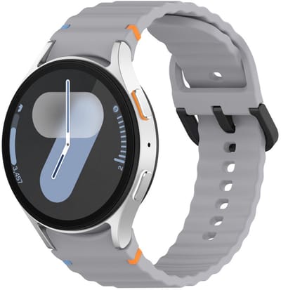 Siliconen wave bandje - geschikt voor Samsung Galaxy Watch 7 (40 & 44mm) / Watch 6 (Classic) / Watch 5 (Pro) / Watch 4 (Classic) / Watch FE - easy pin met gespsluiting - grijs