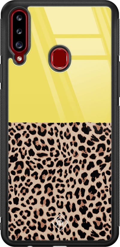 Casimoda® hoesje - Geschikt voor Samsung Galaxy A20s - Luipaard Geel - Luxe Hard Case Zwart - Backcover telefoonhoesje - Geel