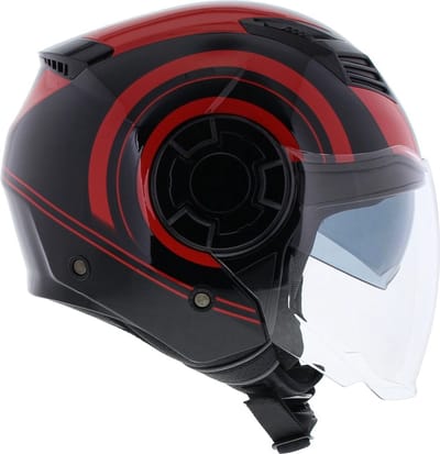 Vito Isola jethelm glans zwart rood XS - Scooterhelm & Motorhelm