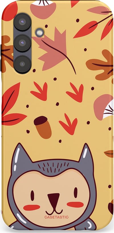 Casetastic hoesje geschikt voor Samsung Galaxy A25 - Dubbellaagse bescherming - Uil in het woud - Fashion Case - Goud Terracotta Zand Rood