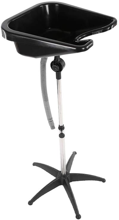 VIN® Haarwasbak - Mobiele Wasbak Kapper Met Stop En Afvoerslang - Salon Wastafel In Hoogte Verstelbaar - Wasbak Op Statief - Zwart