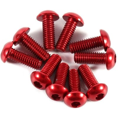 10 stuks M3 6-10mm Knop Ronde Kop Aluminiumlegering Metrisch Zeskant Inbusbout Rood 10mm rood