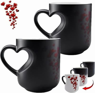 Kleurveranderende Hartvormige Magische Keramische Mok met Thermochrome Ontwerp voor Koffie, Thee en Cadeaus op Valentijnsdag en Kerstmis