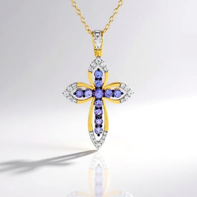 Cavill - Zilveren Ketting met Ronde Tanzaniet 1,08 ct en Zirkonen 0,57 ct - 925 Sterling Zilver - Verstelbare Filigrane Hanger - Luxe Dames Sieraden