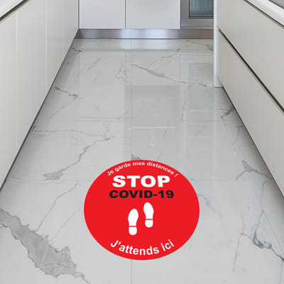 Antislip vloerstickers met beschermlaag - STOP COVID-19 Flooring - 1 sticker van 30x30 cm