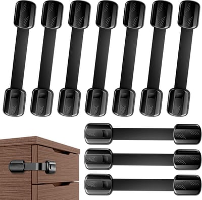 Kast- en koelkastslot 10 stuks – Zelfklevend, zonder boren, zwart