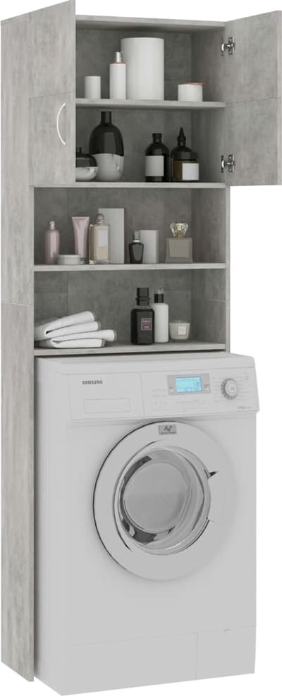 Wasmachine ombouw - Kast - Opbouwmeubel - Verhoger - Wasmachine meubel - Opbergkast - Hout - Betongrijs