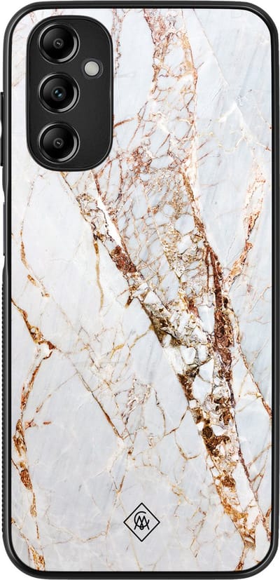 Casimoda® hoesje - Geschikt voor Samsung Galaxy A14 5G - Marmer Goud - Zwart TPU Backcover - Marmer - Goudkleurig