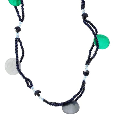 Behave - Lange ketting - Boho strandstijl - Blauw schelp hout - 160 cm