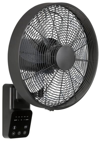 Casafan Airos Eco Design Wall II SW wandventilator zwart 40 cm - Timer - Afstandsbediening - Horizontaal en verticaal oscilleren