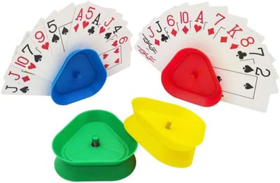 4x Kaarthouder spelletjes - 4 kleuren - kaart houder / vasthoud hulp