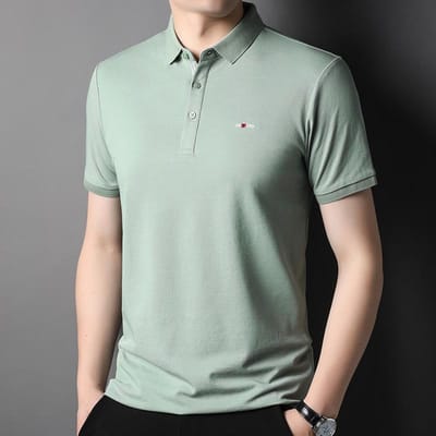 Heren Poloshirt Korte Mouw Zomer Revers Business Casual Effen Kleur Katoenen T-shirt XL white