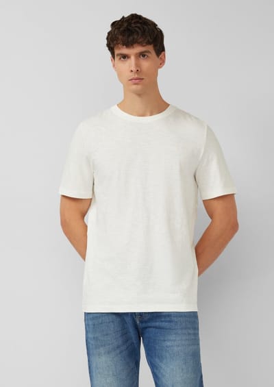 s.Oliver - male - T-shirt in vlamgarenstructuur met logodetail