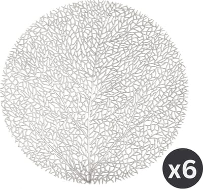Placemat CAPELINNI rond, SET/6, dia 38 cm, zilver