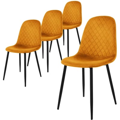 Eetkamerstoel set van 4 met rugleuning mosterdgeel Keukenstoel met microvezel fluwelen hoes ML design