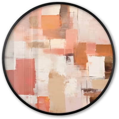 Poster in lijst Rond - Fotolijst 60x60 cm - Posters - Kunst - Roze - Abstract - Ronde posterlijst zwart - Decoratie - Wanddecoratie woonkamer - Muurdecoratie slaapkamer