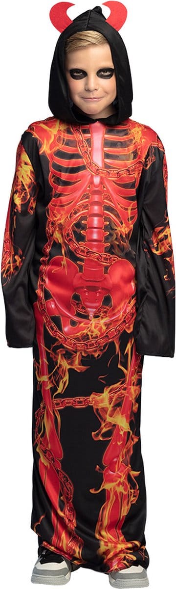 Boland - Kostuum Hellfire skeleton (7-9 jr) - Kinderen - Duivel - Halloween verkleedkleding - Horror - Duivel - Skelet
