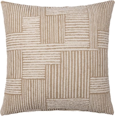 Atmooz Mailly Sierkussen – 45 x 45 cm – Beige en wit – Katoenmix – Gestreept kussen woonkamer voor sofa of fauteuil