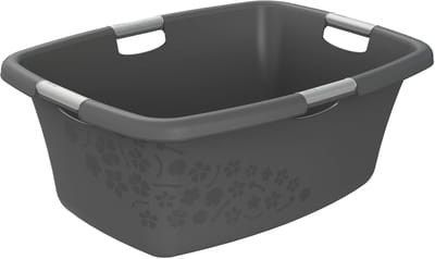 Wasmand Bloemen - Wasbak - Opslag Wasgoed - BPA-vrij Kunststof - 50 Liter - Antraciet