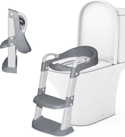 WC Verkleiner – WC verkleiner met Trapje – Toilettrainer – Verstelbaar – Incl. Handvaten - Grijs - Incl. E-book