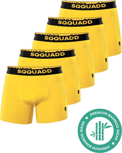 SQQUADD® Bamboe Ondergoed Heren - 5-pack Boxershorts - Maat XXL - Comfort en Kwaliteit - Voor Mannen - Bamboo - Geel