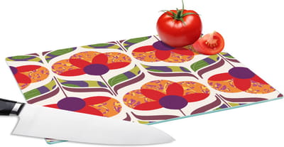 Glazen Snijplank - 28x20 - Retro - Flower Power - Vintage - Kleuren - Snijplanken Glas