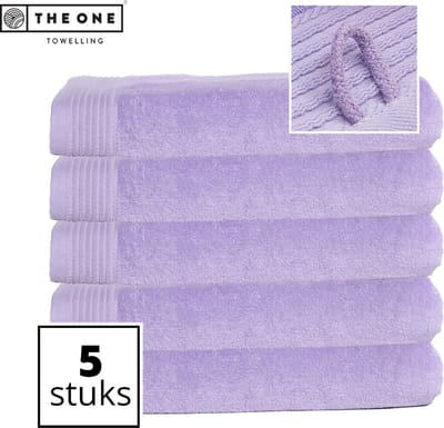 The One Towelling Classic Strandlakens - 100 x 180 cm - 5 Stuks - Voordeelverpakking - Hoge vochtopname - 100% Gekamd katoen - Lavendel