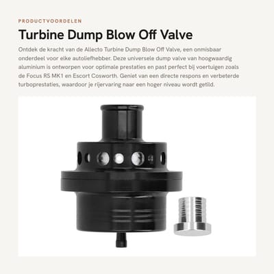 Dailygoods - Turbine Dump Blow Off Valve - Universeel - Aluminium - Zwart - Turbo Ventiel - Geschikt voor Focus RS MK1 en Escort Cosworth