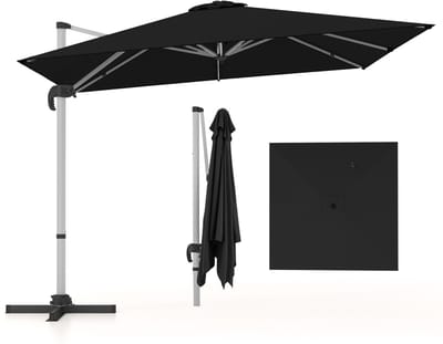 COSTWAY Parasol, rechthoekig, 300 x 300 cm, grote zweefparasol met zwengel, kantelbaar, 360° draaibaar, terrasparasol, marktscherm voor tuin, terras, balkon