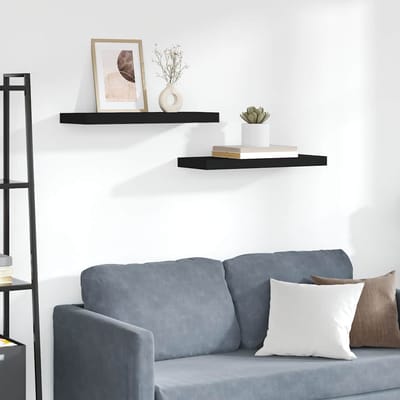 vidaXL - Wandschappen - zwevend - 2 - st - 60x23,5x3,8 - cm - MDF - zwart