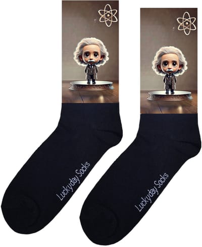 Einstein - Opkikker - Grappige sokken - Valentijns cadeau - Verjaardag cadeau - Sint cadeau - Leuke sokken - Aparte sokken - Vrolijke sokken - Cadeautje - Grappige cadeau - Kerstsokken - Vaderdag - Moederdag - Natuurkunde - Socks maken Happy - 37-44