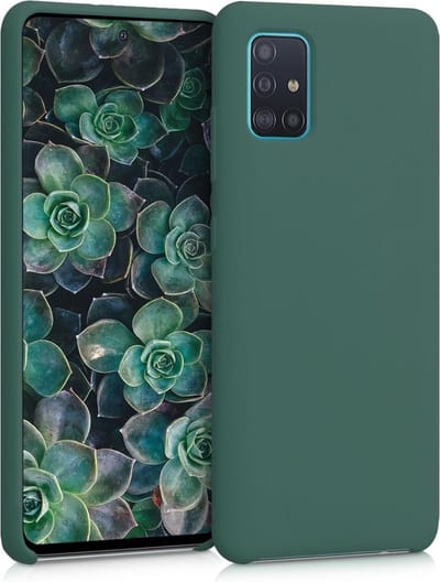 kwmobile telefoonhoesje geschikt voor Samsung Galaxy A51 - Hoesje met siliconen coating - Smartphone case in mosgroen