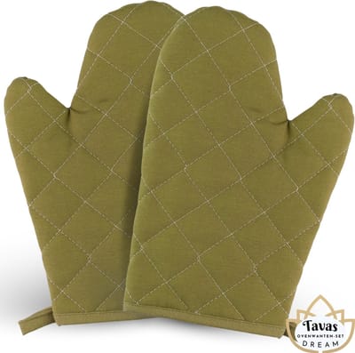 DREAM Ovenwanten 2 Stuks Groen Katoen Hittebestendige Ovenhandschoenen tot 250Â°C