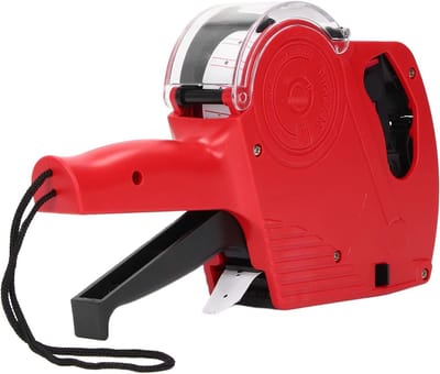 Handmatige Etiketteermachine voor Prijslabels, 8 Digitale Prijslabelpistool voor Kleding, Speelgoed en Bagage, Inclusief 21x12 Mm Etikettenpapier en Inktcartridge, Draagbare Labelmaker voor Thuisgebruik