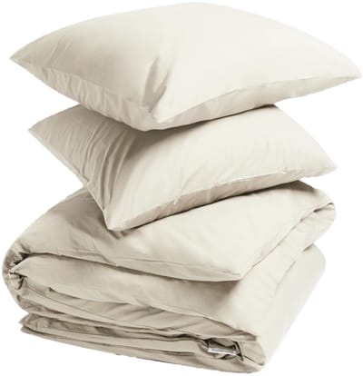 Yumeko dekbedovertrek percal katoen wit zand 260x220 + 2/60x70 - Bio, eco & fairtrade