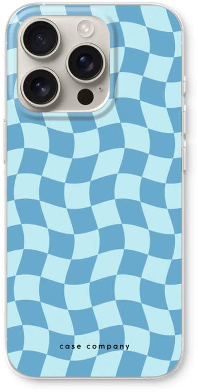Case Company® - Hoesje geschikt voor iPhone 16 Pro hoesje - Grid Blauw - Soft Cover Telefoonhoesje - Bescherming aan alle Kanten en Schermrand