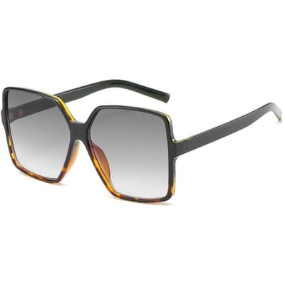 Lunettes de soleil surdimensionnées pour femmes à la mode Plastique Designer Carré Vintage Rétro Dégradé Lunettes de soleil pour femmes UV400 Oculos black leopard
