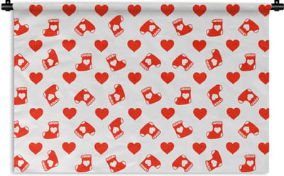 Wandkleed - Wanddoek - Kerst - Patronen - Valentijnsdag - 90x60 cm - Wandtapijt