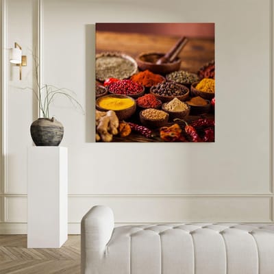 Artaza Canvas Schilderij Kruiden - 90x90 cm - Wanddecoratie Keuken - Muurdecoratie Specerijen - Schilderijen Op Canvas