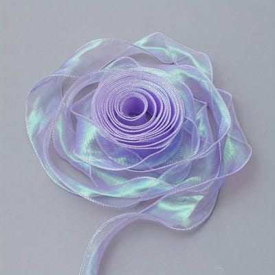 Ruban Organza Iridescent Transparent Large Ruban Décoratif d'Artisanat pour Fleurs Bouquets Floraux Guirlandes Mariage Fête d'Anniversaire Noël Shiny Purple multicolore