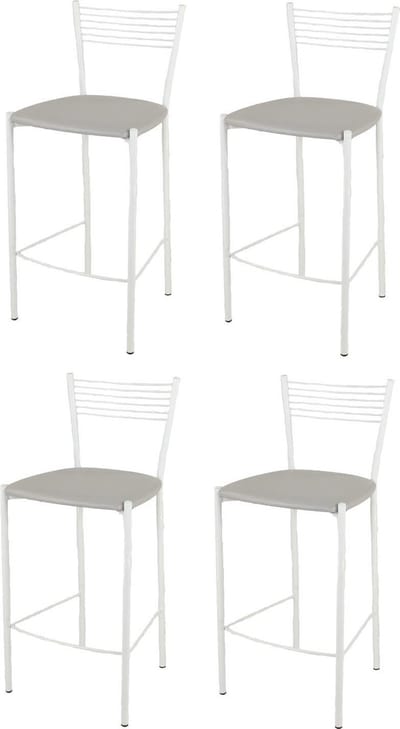 Tommychairs Elegance - Eetkamerstoelen - Set van 4 - Wit & Licht Grijs - Kunstleer & Metaal