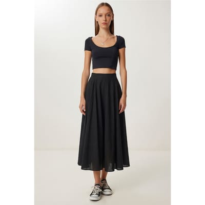 Hoge Taille A-Lijn Midi Rok