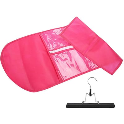 Draagkoffer voor hairextensions, Pruikorganisatie, Opbergkoffer, Kledingisolatietas met hanger pink