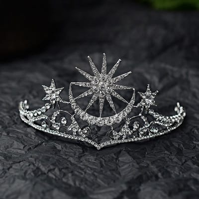 Couronne étoile baroque diadèmes De mariée en cristal strass diadème De concours coiffure étoile De mariée accessoires De cheveux De mariage diadème De Noiva black