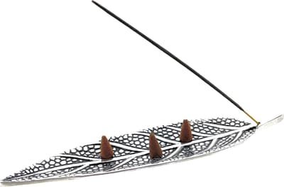 Premium Wierookhouder metaal bladmotief 27 x 5.5 x 8 mm