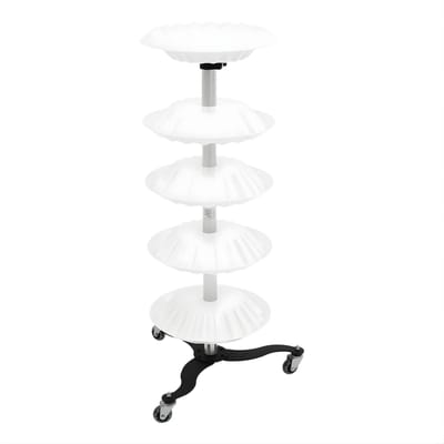 Nagellak Display Stand 5-Laags – Draaibaar – Met Wielen – Vrijstaand – RVS & PP – Nail Polish Organizer – Wit