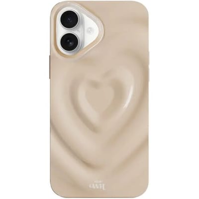 xoxo Wildhearts Biggest Love Creme telefoonhoesje - Geschikt voor iPhone 16 - Heart case - Hoesje met hartjes patroon - Case met hart - telefoonhoesje met camera bumper - Creme / Beige