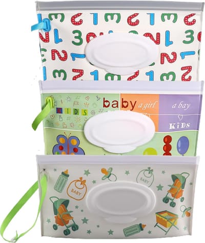 Set van 3 Herbruikbare Voetige Doekjeshoes voor Onderweg - Draagbare Babydoekjes Dispenser